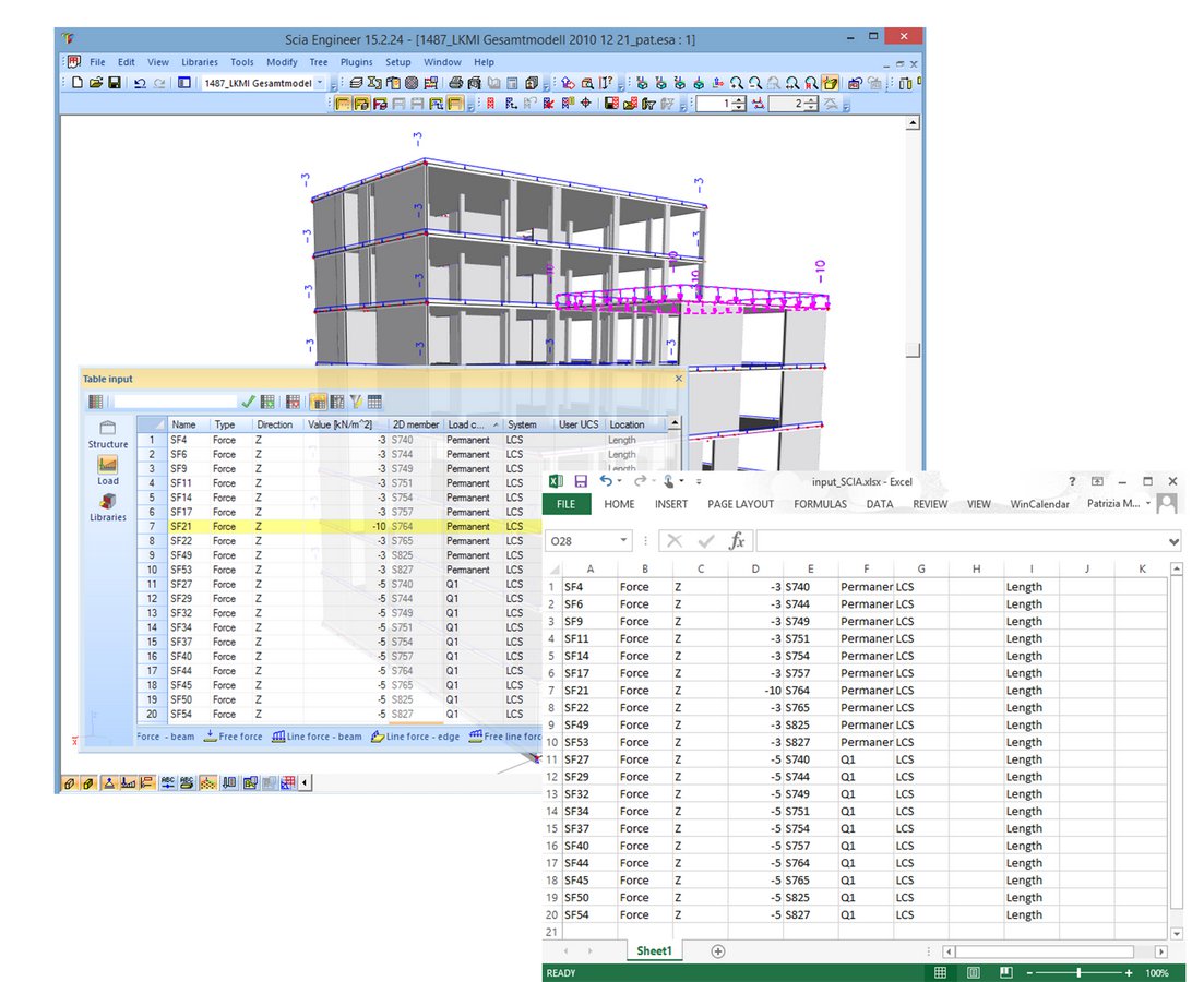 Scia Engineer Table Input